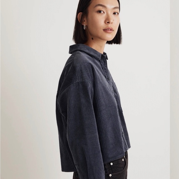 Madewell Dark Blue Corduroy Button-Up Shirt - Picture 3 of 6